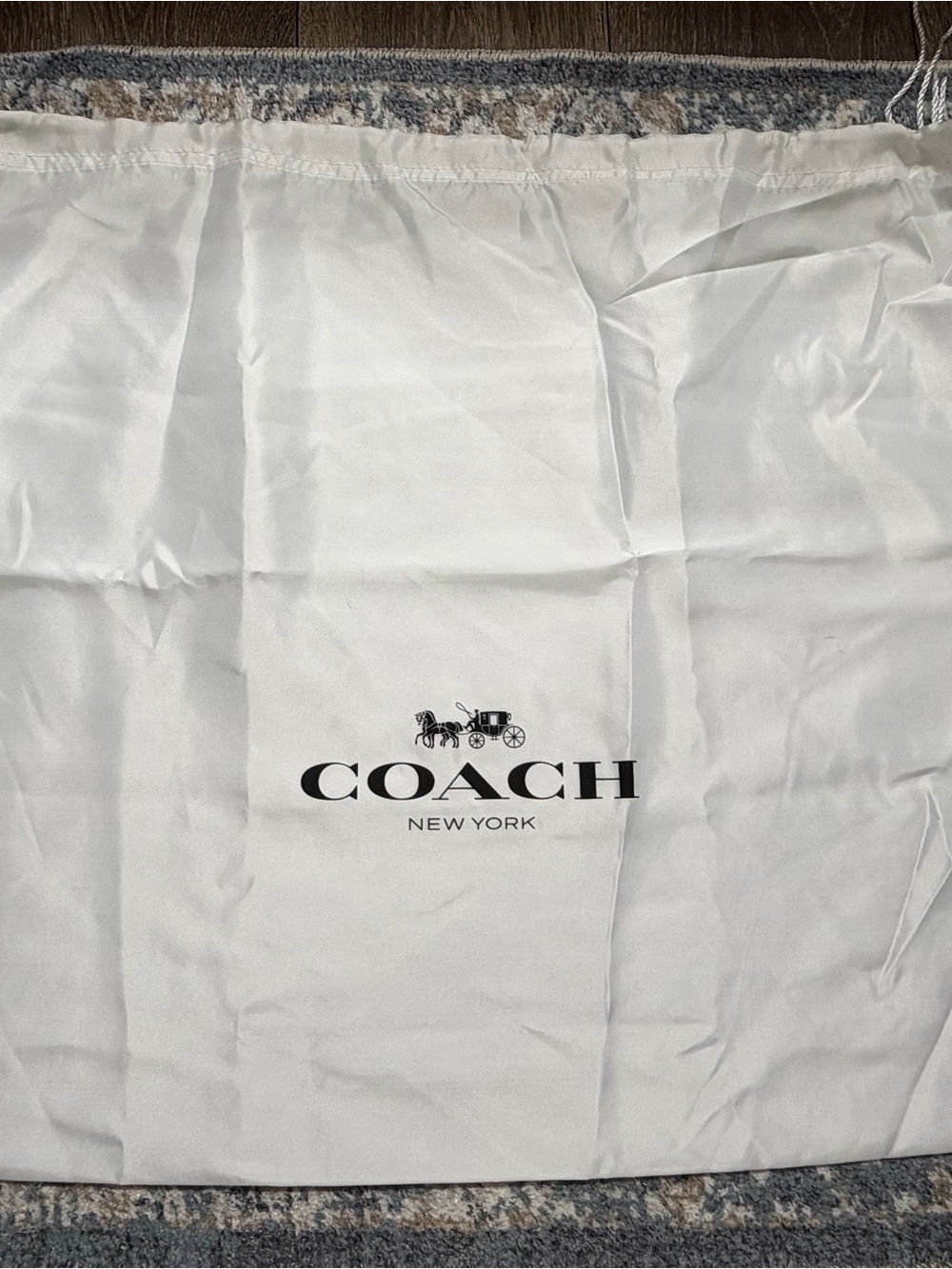 Authentic Coach White Satin Drawstring Dust Bag 23.5x19 Pre-Owned
